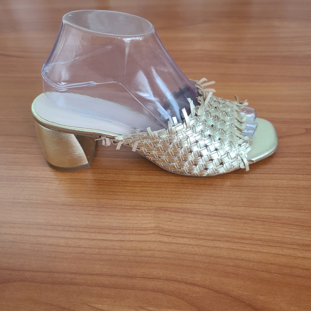 Pedro Anton Sandal Slides Women’s US‎ 8.5/Eur 39 Gold Fringe Shoes Made In Spain